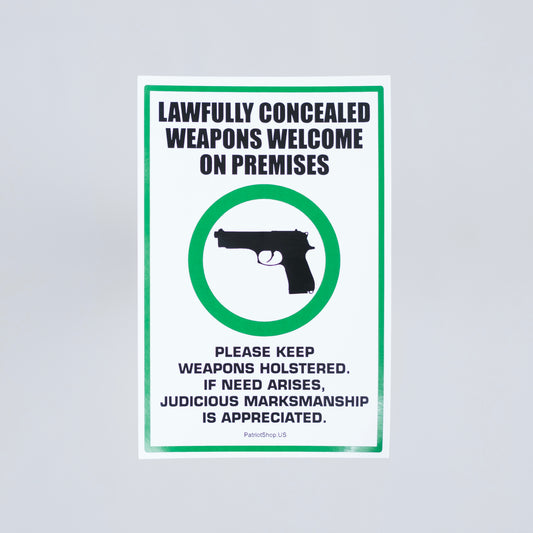 Lawfully concealed weapons welcome sticker