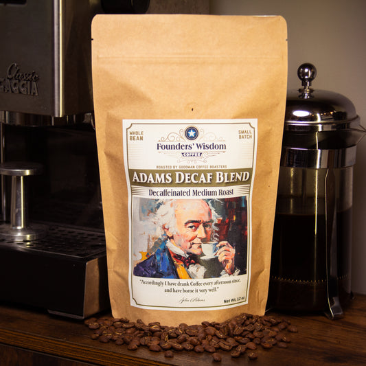 The Adams Decaf Blend - a medium roast whole bean small batch artisan coffee