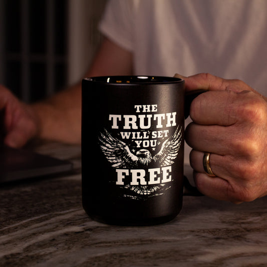 The Truth Eagle Mug - ceramic black matte with logo