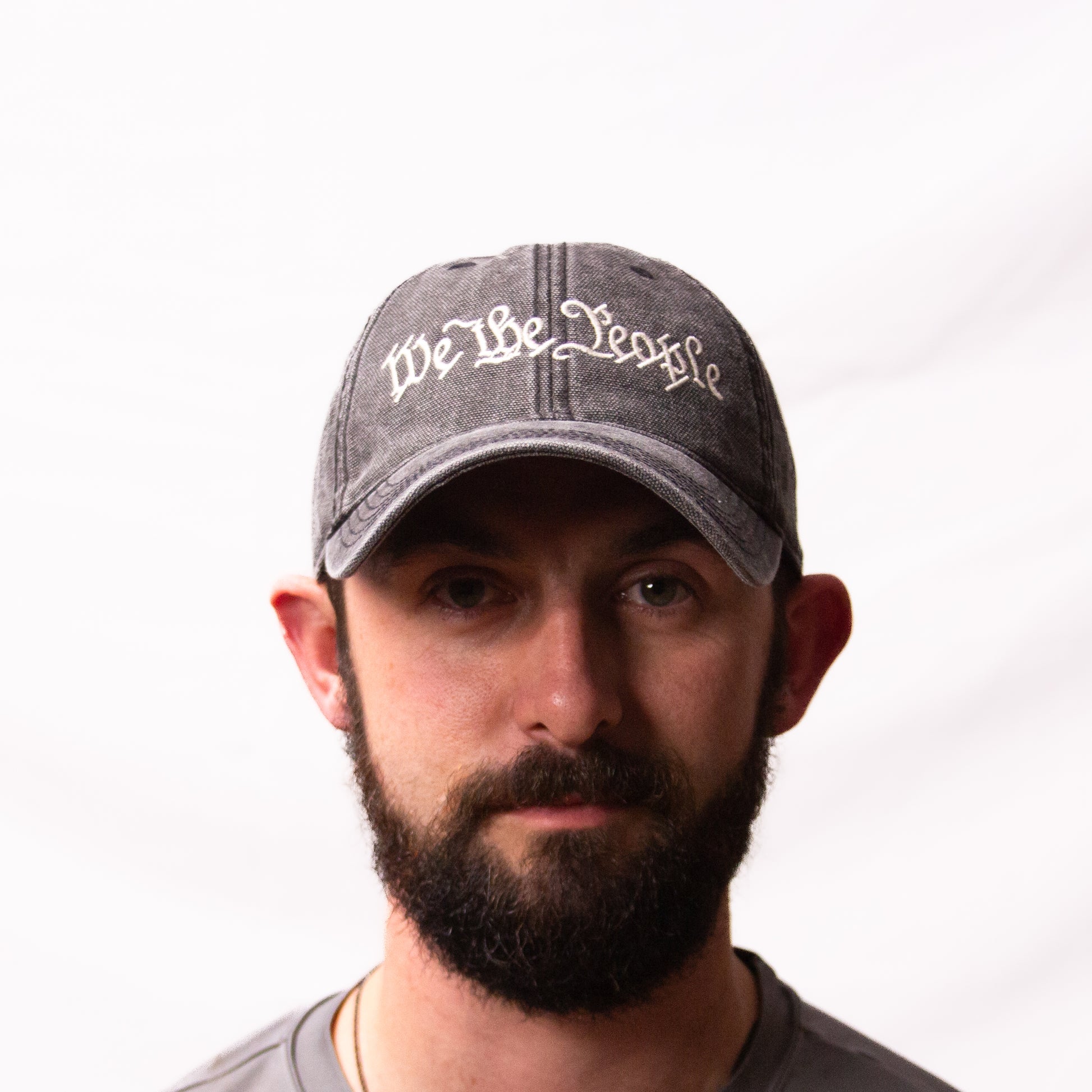 We the People distressed grey baseball hat