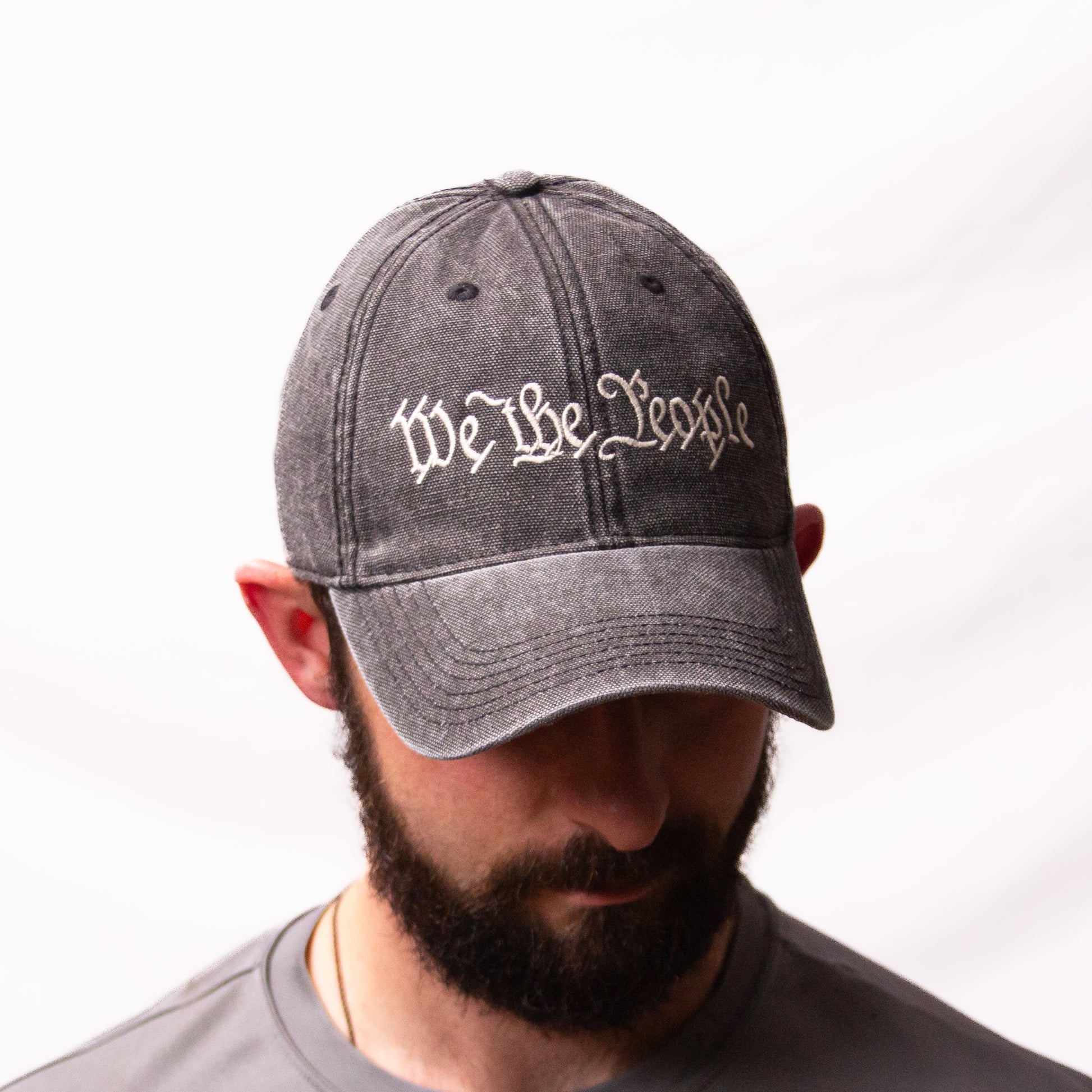 We the People distressed grey baseball hat