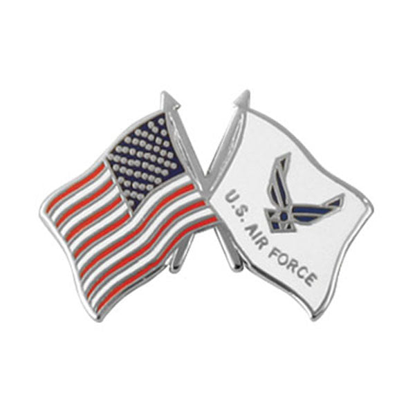 Air Force Wings Crossed Flag Lapel Pin 