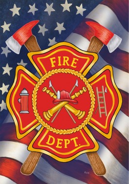 Patriotic Firefighters garden flag