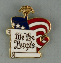 Flag and We The People lapel pin