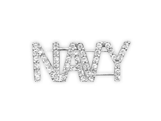 NAVY rhinestone brooch