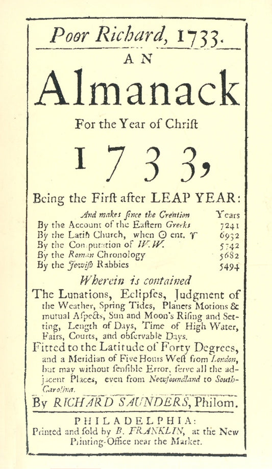 Poor Richard's Almanack for 1733