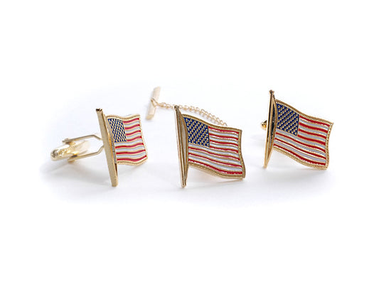 U.S. Flag Tie Tack & Cufflink Set