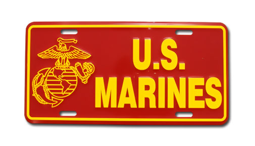 Marine license plate - emblem and text