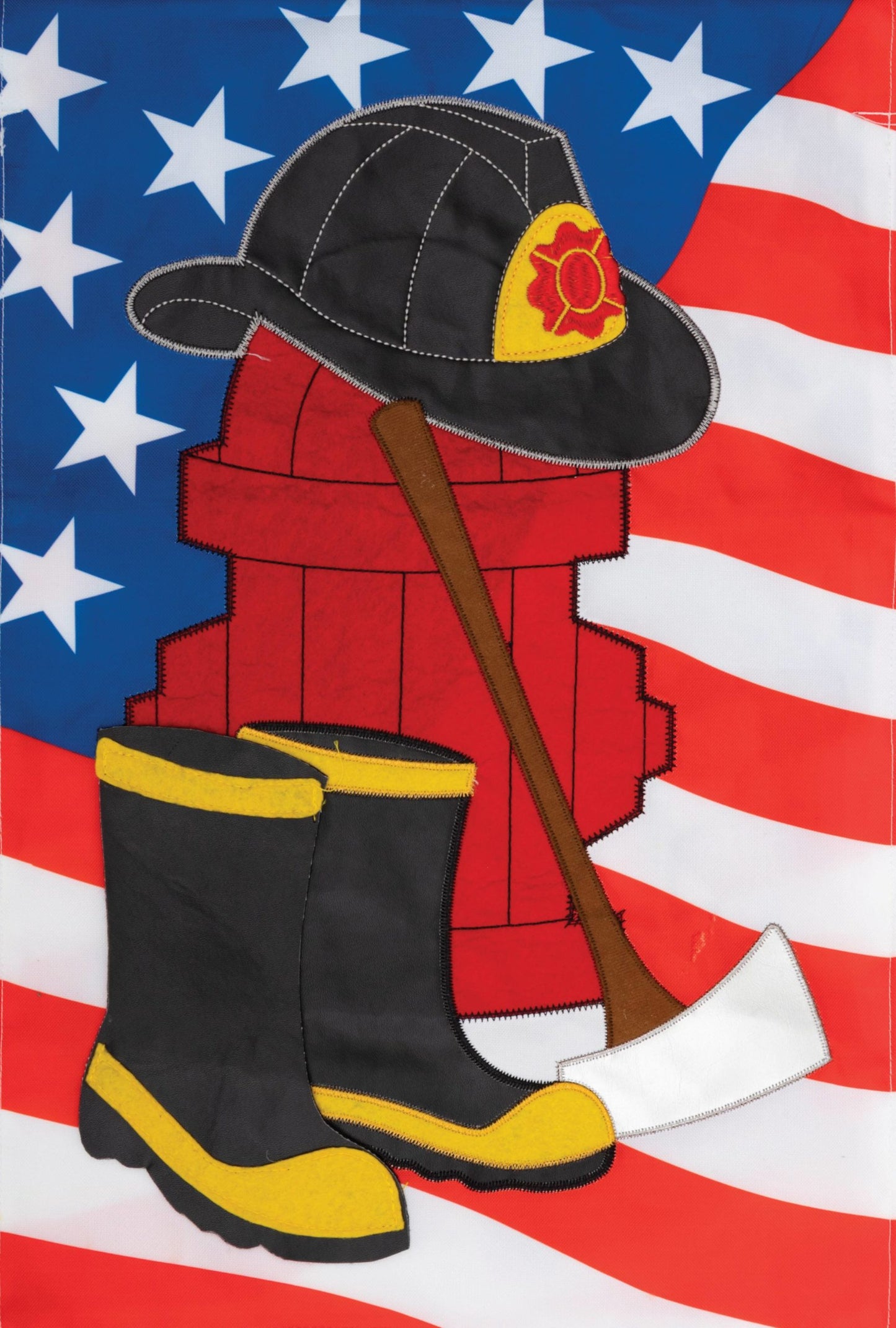 Firefighter Applique' Garden Flag