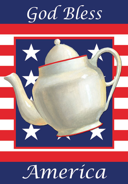 God Bless America Teapot Garden Flag