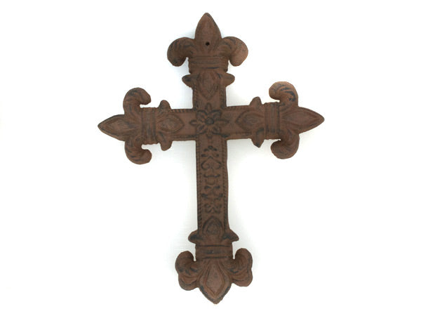 Cast Iron Fleur de Lis Cross