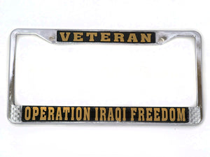 Operation Iraqi Freedom Veteran license plate frame