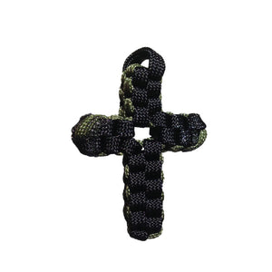 Handmade Paracord Cross - black and green solid