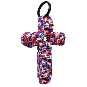 Handmade Paracord Cross - red, white and blue