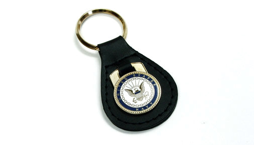 Navy leather keychain