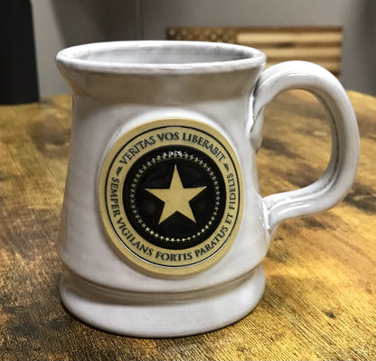 Patriot Post Logo coffee mug - gloss white with black fill star logo footed mug