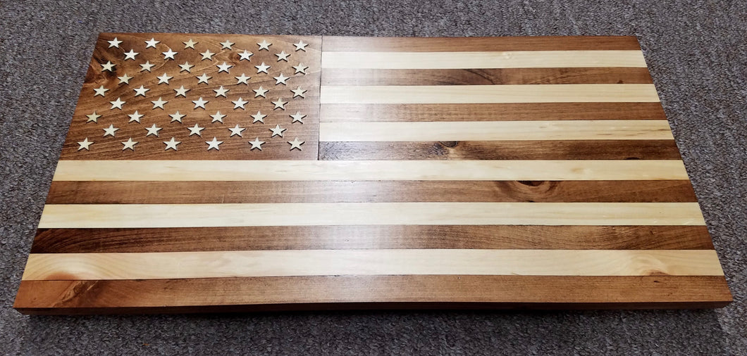 Veteran-Made Wooden Flag - natural woodgrain