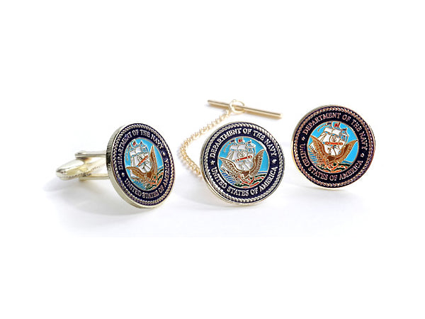 Navy Tie Tack & Cufflink Set