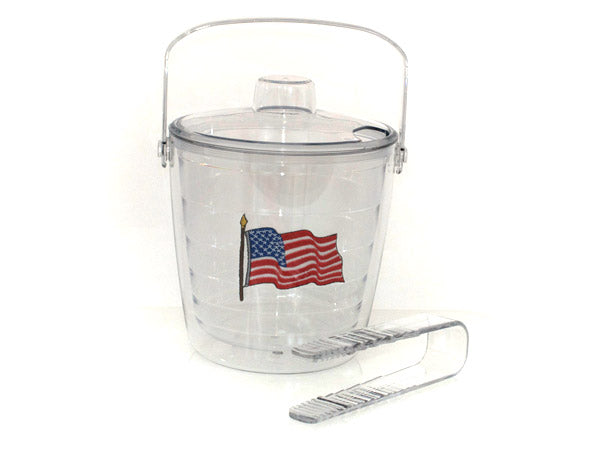 Flag Tervis ice bucket with tongs