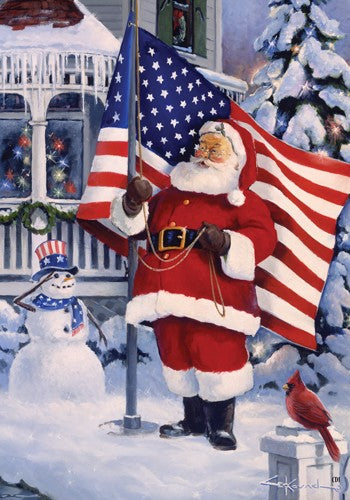 Patriotic Santa garden flag