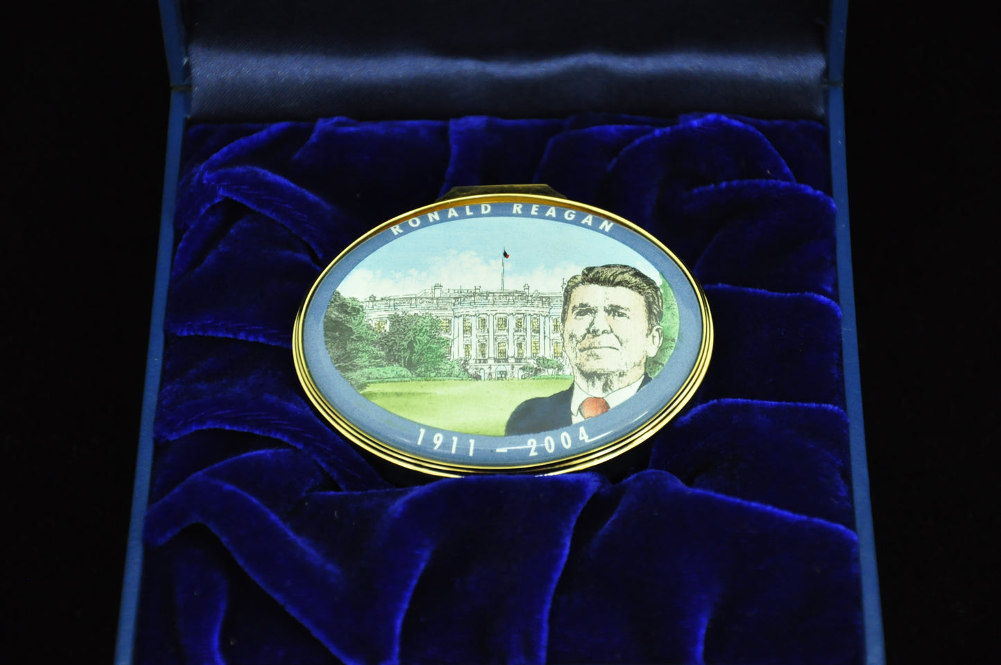 Bilston & Battersea Ronald Reagan enamel box - RARE