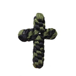 Veteran-Made Paracord Cross - black and green checkered